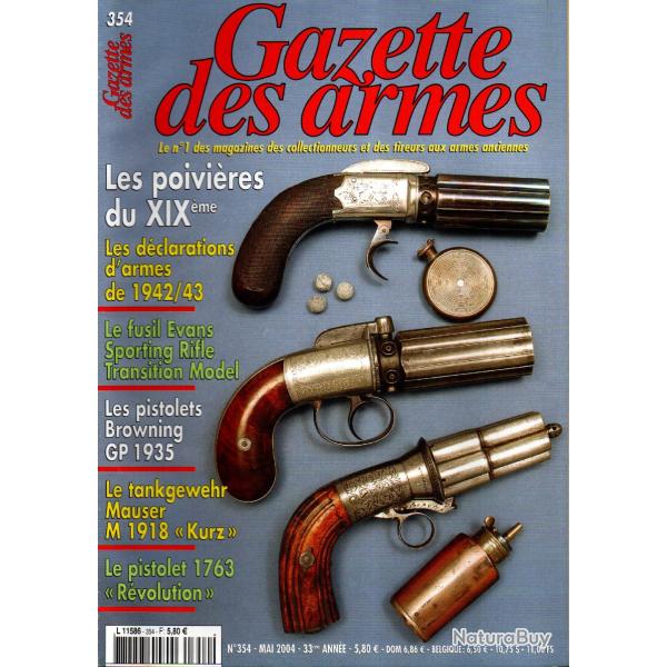 gazette des armes 354 gp 35, poivri�res, d�clarations d'armes 1942-43, fusil antichar mauser m 1918,