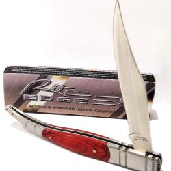 Couteau Navaja Spanish Style Lame Clip Point Acier Inox Manche Bois de Rose Slipjoint