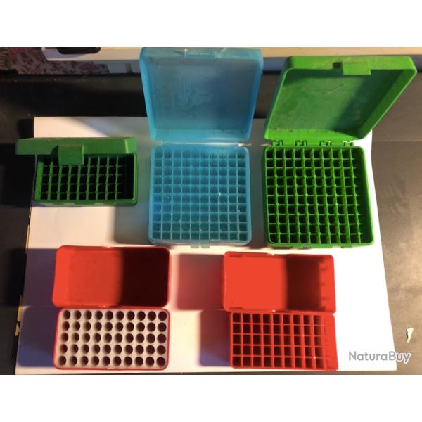 5 boites de rangement d'occasion pour munitions 38 ou 357 mag