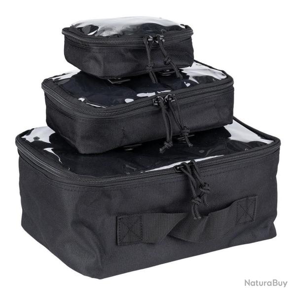 Pochettes d'organisation transparentes MOLLE 3 pi�ces (Couleur Noir)