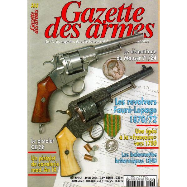 gazette des armes 353, cz 38, faur� lepage 1870-72, sharps et hankins m 1892 navy,
