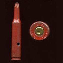 5.56 x 45 FAMAS France - RARE expérimentale à blanc étui acier rouge - Le Mans 1980 - LM 5.56 4-80