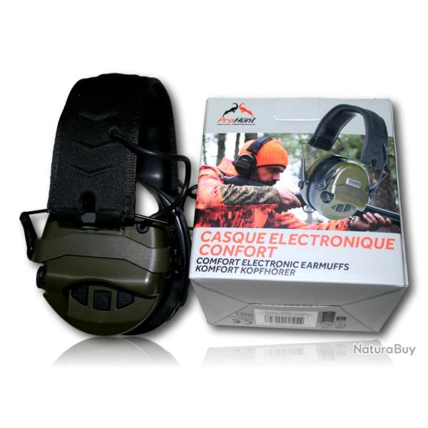 CASQUE ELECTRONIQUE COMFORT VERT PROHUNT