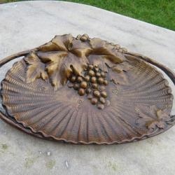 Ancien Grand Vide Poches en Bronze doré nuancé à décor de pampres de vignes - FRANCE (Vers 1900)