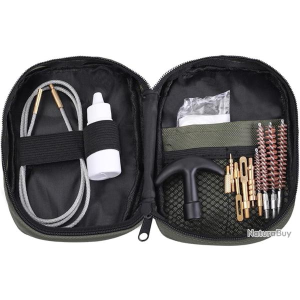 KIT DE NETTOYAGE AVEC PATCHS ET BURETTE Cal. 22. 5.56 30 - LIVRAISON GRATUITE