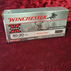 Boîte de 20 Munitions Winchester Super X - Calibre 30-30 Win - 170 Gr Power-Point
