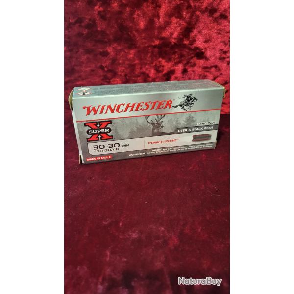 Bote de 20 Munitions Winchester Super X - Calibre 30-30 Win - 170 Gr Power-Point