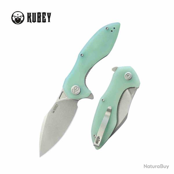 Couteau Kubey Noble Jade Lame Clip Point Acier 14C28N Manche G10 Ball Bearing KUB236M