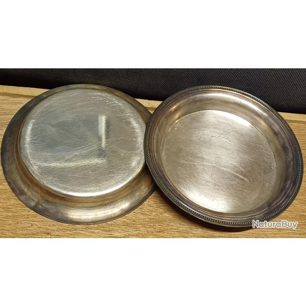 Lot de 2 coupelles MORLOT en m�tal argent� - 15 cm