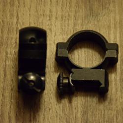 Paire de colliers pour montage Bas - lunette tube 25,4mm - rail de 2cm