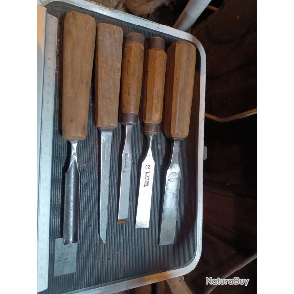 Lot ciseaux a bois et gouge professionnel ancien Peugeot fr�res