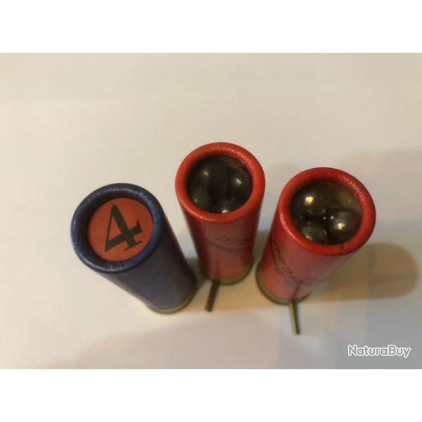 3 cartouches calibre 16  Broche Plomb 4 - Chevrotines 12 et Chevrotines 9