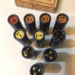 10 cartouches calibre 16 à Broche Plomb 4-6-7 et Chevrotines - Poudre Noire