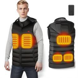 Gilet chauffant avec capuche et batterie 20 000mAh - 5 zones chauffantes , Garantie 2 ans