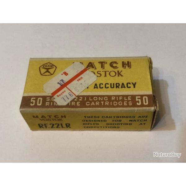 Ancienne Boite de 50 cartouches calibre 22 Lr Match VOSTOK