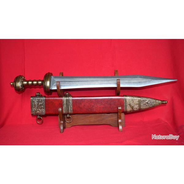 Replica movie GLADIATOR : ANTIQUE GLADIUS ROMAN SWORD 71 cm. Comes with its red leather scabbard