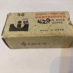 Ancienne Boite de 50 cartouches calibre 22 Lr VOSTOK