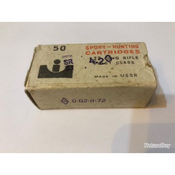 Ancienne Boite de 50 cartouches calibre 22 Lr VOSTOK