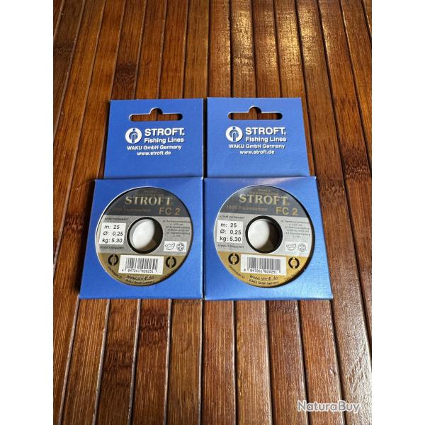 DESTOCKAGE PCHE STROFT 2 BOBINES Nylon pour bas de ligne stroft FC 2 - 25 m 0,25mm 5,30 kg
