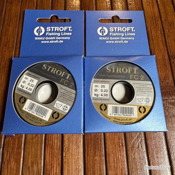DESTOCKAGE PCHE STROFT 2 BOBINES Nylon pour bas de ligne stroft FC 2 - 25 m 0,22mm 4 kg