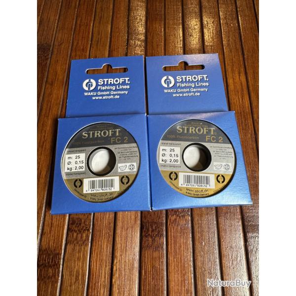 DESTOCKAGE PCHE STROFT 2 BOBINES Nylon pour bas de ligne stroft FC 2 - 25 m 0,15mm 2 kg