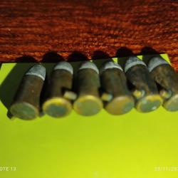 6 CARTOUCHES 9mm A BROCHE.D ORIGINE Bon État