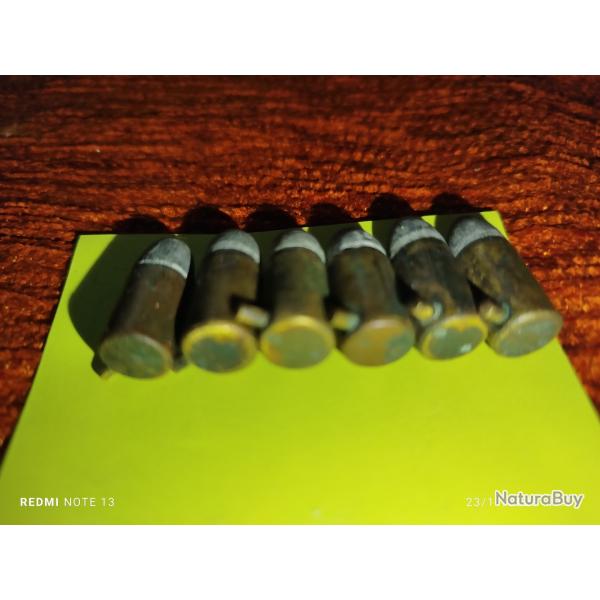 6 CARTOUCHES 9mm A BROCHE.D ORIGINE Bon tat