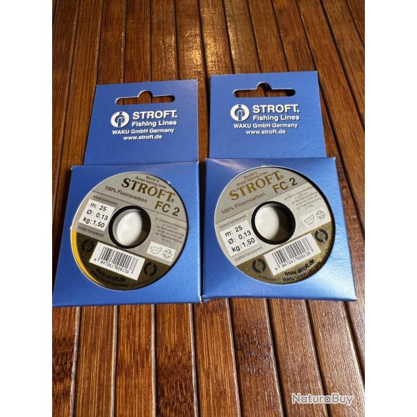 DESTOCKAGE PCHE STROFT 2 BOBINES Nylon pour bas de ligne stroft FC 2 - 25 m 0,13mm 1,50 kg