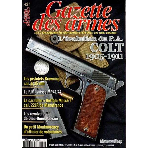 gazette des armes 421 volution du colt 1905-1911, dagues d'officiers DDR, browning 6,35 1906,