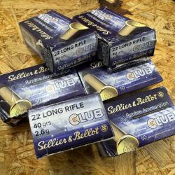 BOITES ABIMEES - Lot de 6 boites de 50 cartouches SELLIER & BELLOT 22LR CLUB 40 GRS PLOMB