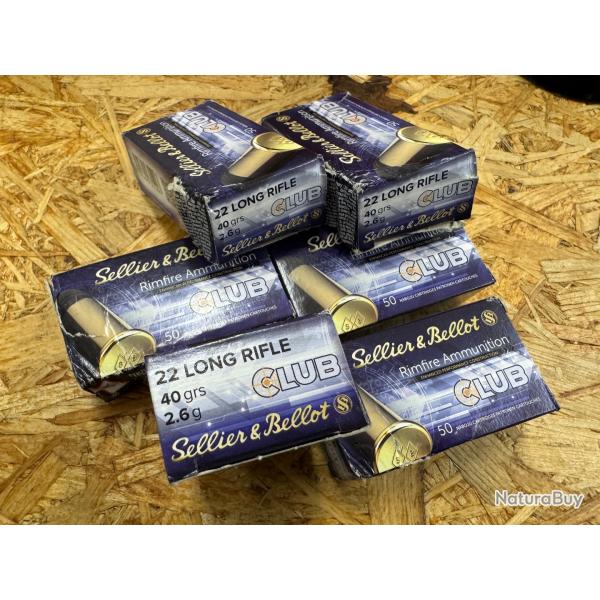BOITES ABIMEES - Lot de 6 boites de 50 cartouches SELLIER & BELLOT 22LR CLUB 40 GRS PLOMB