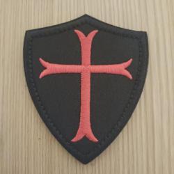 patch écusson brodé velcro scratch templier diamètre 8/6cm templier moyen âge