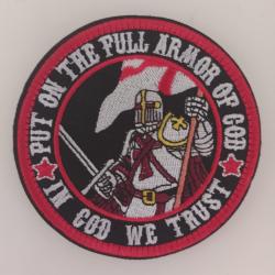 patch écusson brodé velcro scratch templier diamètre 8cm templier moyen âge TEMPLAR