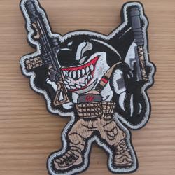 écusson shark commando humour 10/7cm scratch velcro Patch