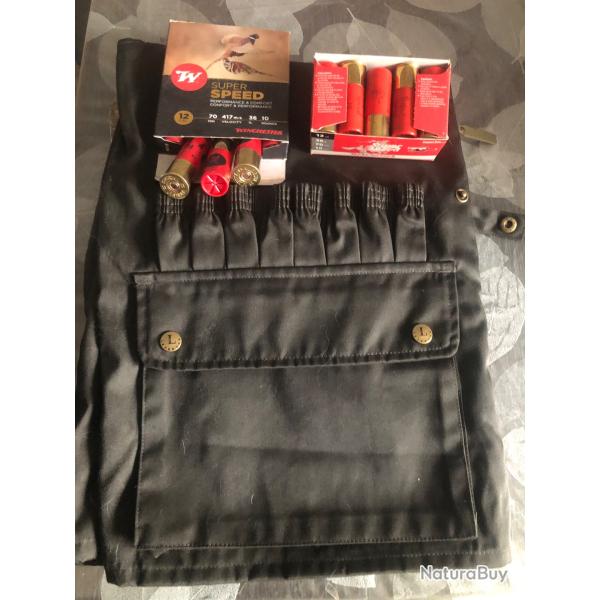 GILET DE CHASSE KAKI neuf 2xl avec 2 boites 10 cartouches winchester cal12 pl 6et7