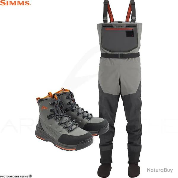 Pack waders SIMMS Freestone Smoke + chaussures caoutchouc MK