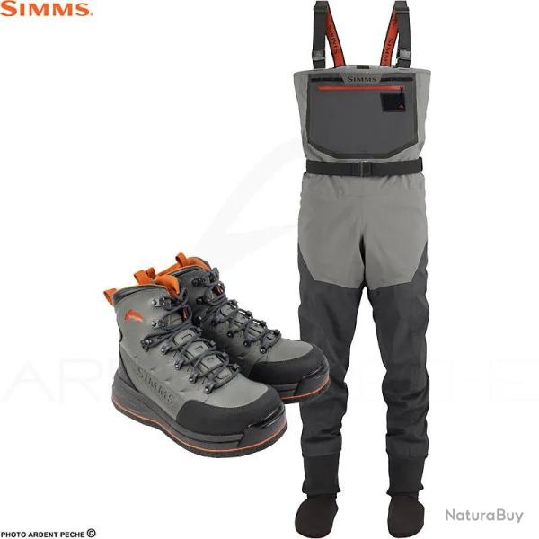 Pack waders SIMMS Freestone Smoke + chaussures feutre LL 9-11