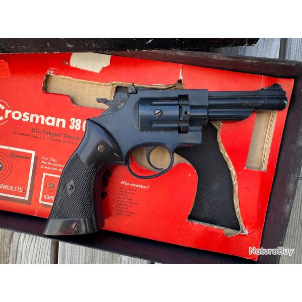 Vintage CROSMAN Model 38 C 38 COMBAT PELLGUN REVOLVER - CO2 Plomb .22 5,5mm