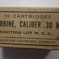 POUR COLLECTION BOITE  VIDE DE MUNITION  EN CARTON D ORIGINE CAL 30 US CARBINE EPOQUE WW2