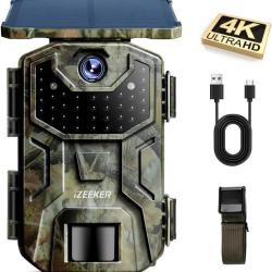 Caméra de Chasse Solaire 4K 48MP 48MP à 30fps Carte 32GB Batterie 2600mAh Vision Nocturne Étanche