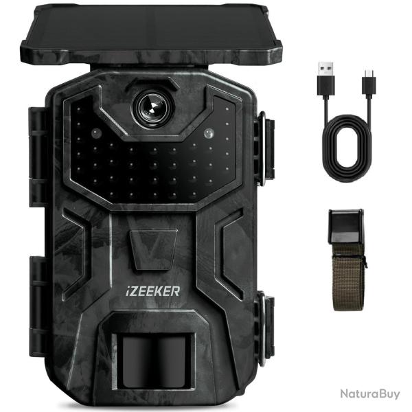 Camra de Chasse Solaire 4K 48MP 48MP  30fps Carte 32GB Batterie 2600mAh tanche Vision Nocturne