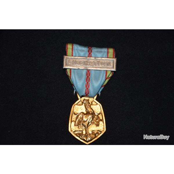 MEDAILLE COMMEMORATIVE 1939/1945-AGRAFE LIBERATION-FRENCH MEDAL 2�WW-2� WW-FRANCE LIBRE