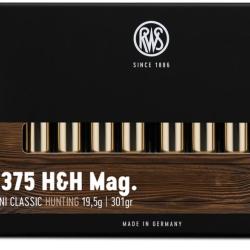 MUNITIONS RWS 375 H&H MAG UNI CLASSIC 19.5g/301gr Boite de 20