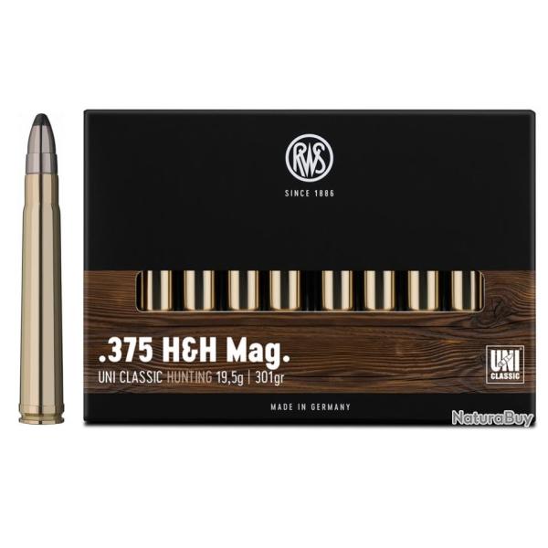 MUNITIONS RWS 375 H&H MAG UNI CLASSIC 19.5g/301gr Boite de 20