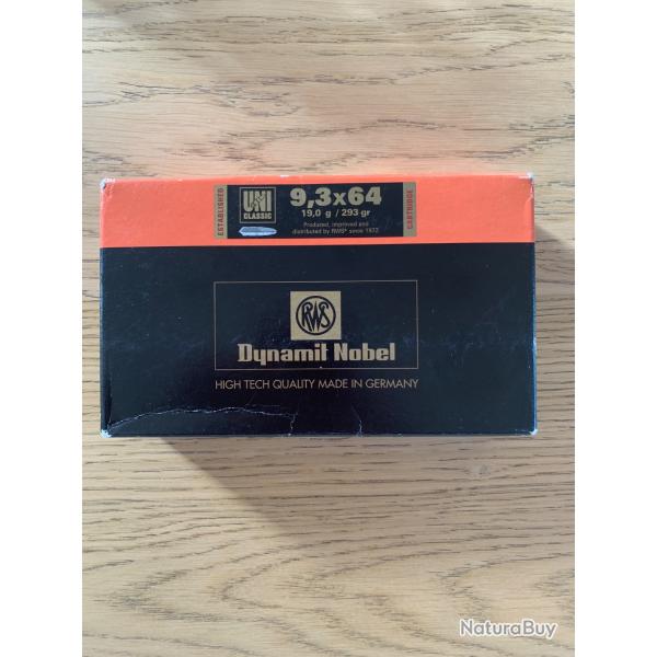 Bote de 20 balles RWS cal 9,3x64 19,0 g / 293 gr Encore scelle