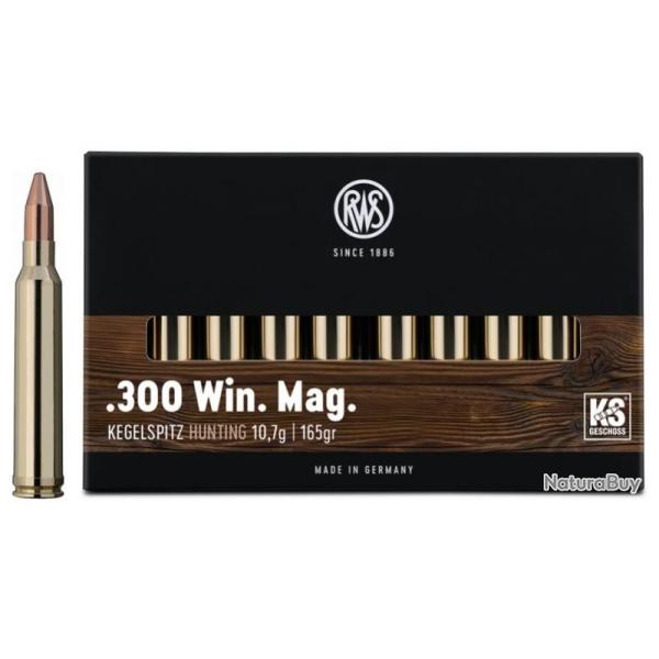 MUNITIONS RWS 300 Win Mag KS 10.7g/165gr Boite de 20