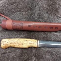 Wood Jewel Curly Birch Couteau &agrave; lame fixe