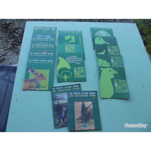 16 "Petits livres vert du chasseur" 1998-1999; N 6  9; 11  20 en TRES BON ETAT