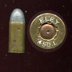 .450 Long Carbine 7/8" - RARE - marquage : ELEY 450 L - étui 22 mm - grosse amorce cuivre sertie