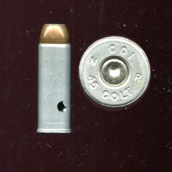 .45 COLT - production CCI - étui aluminium - balle cuivre pointe creuse - marquage : CCI NR 45 COLT